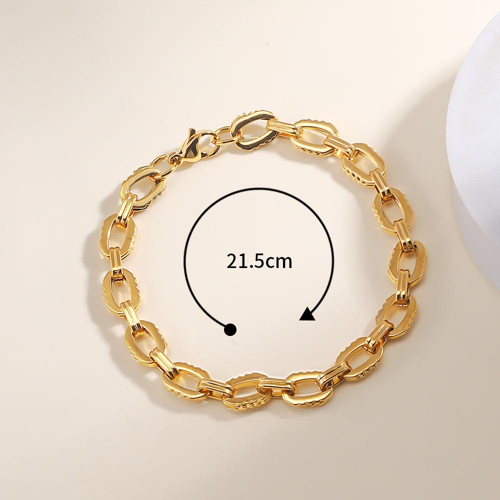 Wholesale 201 Stainless Steel 18K Gold Plated Simple Style Solid Color Plating Bracelets - coojewelry