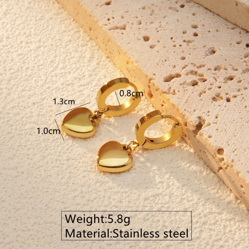 Wholesale 2 Piece Set Sweet Simple Style Commute Heart Shape Plating 304 Stainless Steel 18K Gold Plated Earrings - coojewelry