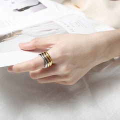 Wholesale 304 Stainless Steel 18K Gold Plated Basic Simple Classic Style Round Rings - coojewelry