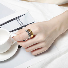 Wholesale 304 Stainless Steel 18K Gold Plated Basic Simple Classic Style Round Rings - coojewelry