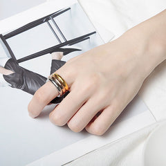 Wholesale 304 Stainless Steel 18K Gold Plated Basic Simple Classic Style Round Rings - coojewelry