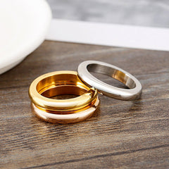 Wholesale 304 Stainless Steel 18K Gold Plated Basic Simple Classic Style Round Rings - coojewelry