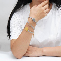 Wholesale 304 Stainless Steel 18K Gold Plated Bracelet Simple Style Heart Shape Design - coojewelry