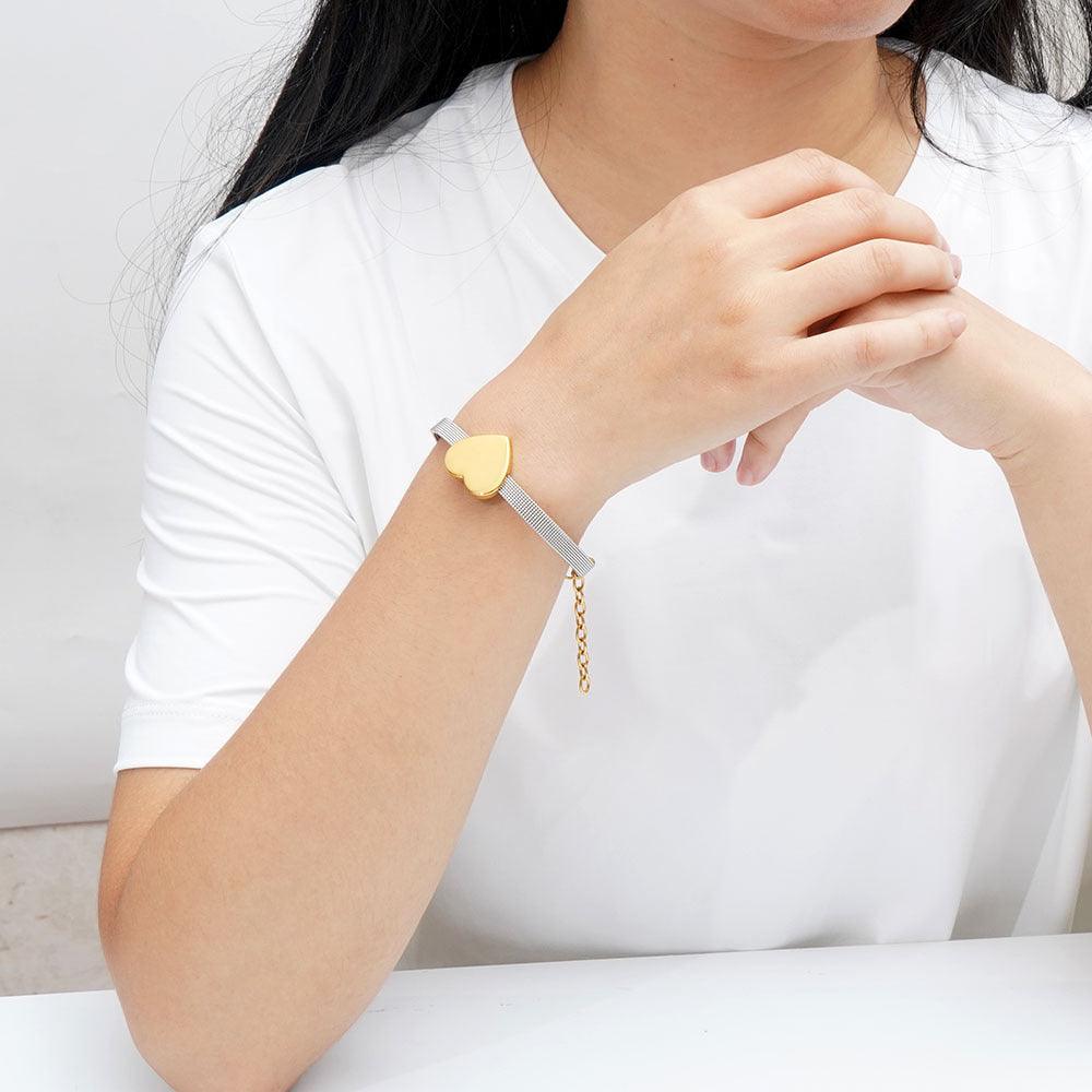 Wholesale 304 Stainless Steel 18K Gold Plated Bracelet Simple Style Heart Shape Design - coojewelry