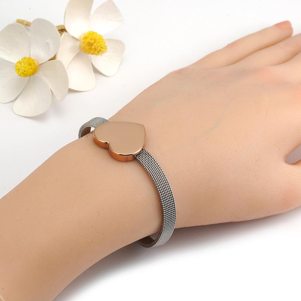 Wholesale 304 Stainless Steel 18K Gold Plated Bracelet Simple Style Heart Shape Design - coojewelry