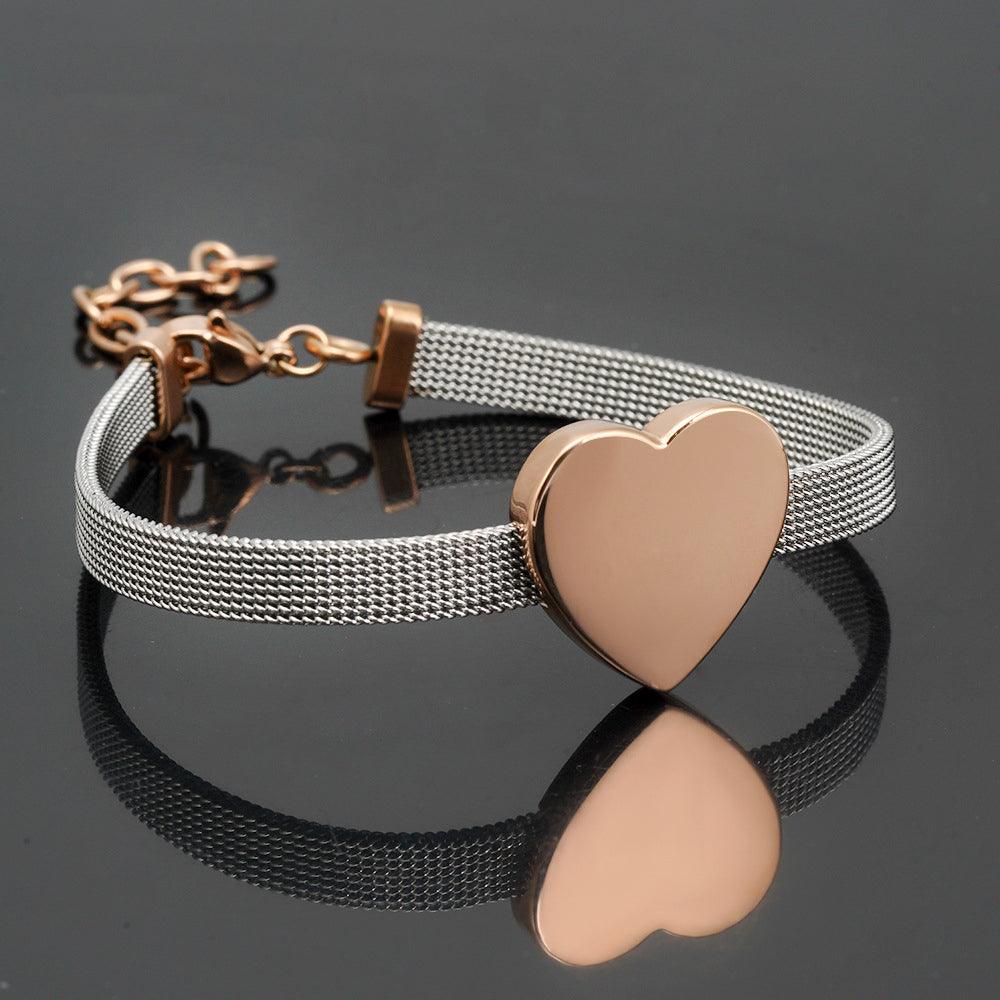 Wholesale 304 Stainless Steel 18K Gold Plated Bracelet Simple Style Heart Shape Design - coojewelry