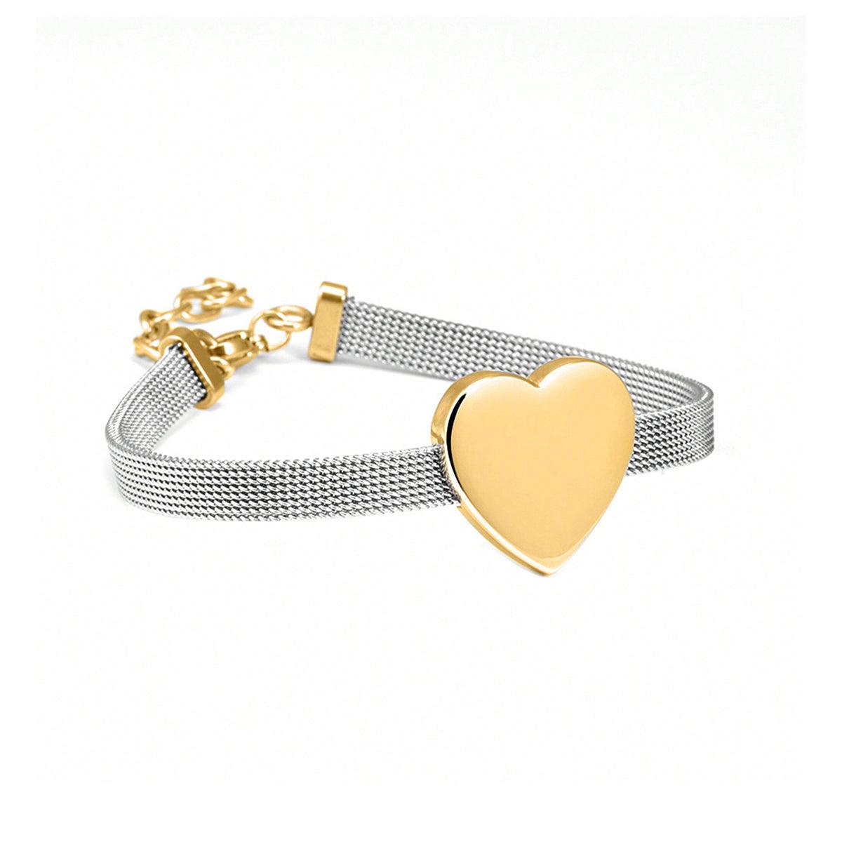 Wholesale 304 Stainless Steel 18K Gold Plated Bracelet Simple Style Heart Shape Design - coojewelry