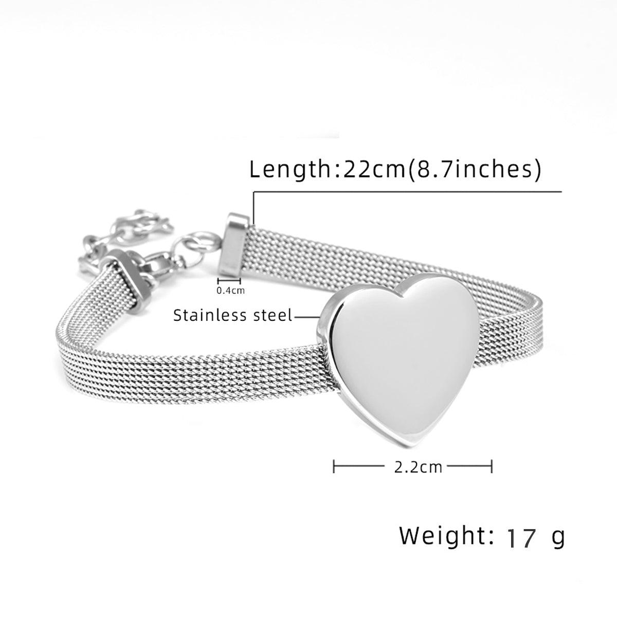 Wholesale 304 Stainless Steel 18K Gold Plated Bracelet Simple Style Heart Shape Design - coojewelry