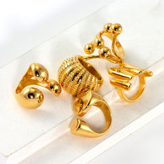 Wholesale 304 Stainless Steel 18K Gold Plated Casual Modern Style Asymmetrical Irregular Geometric No Inlay Open Rings - coojewelry