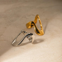 Wholesale 304 Stainless Steel 18K Gold Plated IG Style Simple Style Irregular Solid Color Titanium Steel Rings - coojewelry
