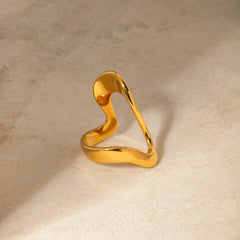 Wholesale 304 Stainless Steel 18K Gold Plated IG Style Simple Style Irregular Solid Color Titanium Steel Rings - coojewelry
