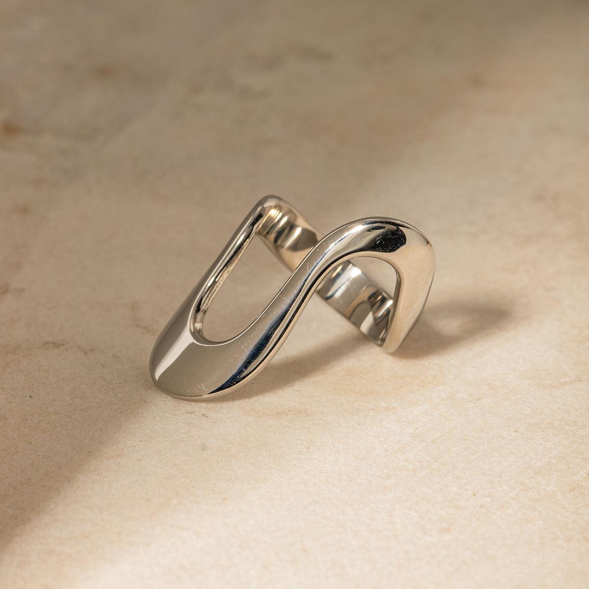 Wholesale 304 Stainless Steel 18K Gold Plated IG Style Simple Style Irregular Solid Color Titanium Steel Rings - coojewelry