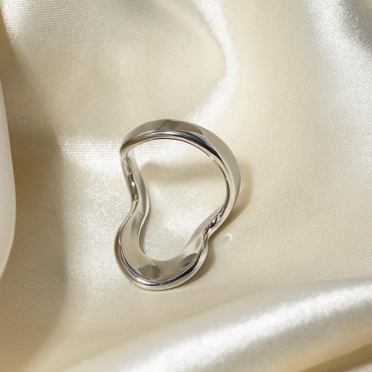 Wholesale 304 Stainless Steel 18K Gold Plated IG Style Simple Style Irregular Solid Color Titanium Steel Rings - coojewelry