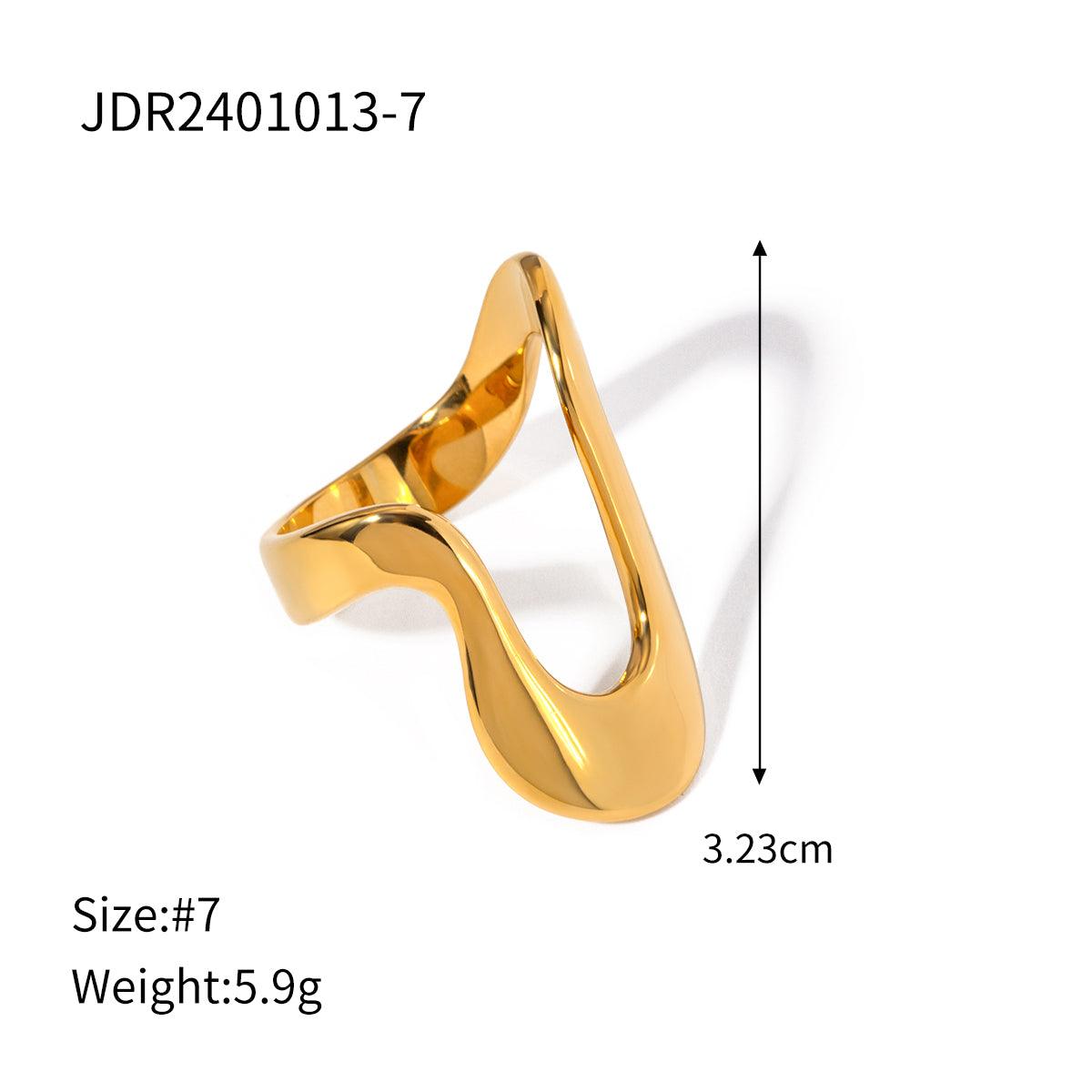 Wholesale 304 Stainless Steel 18K Gold Plated IG Style Simple Style Irregular Solid Color Titanium Steel Rings - coojewelry
