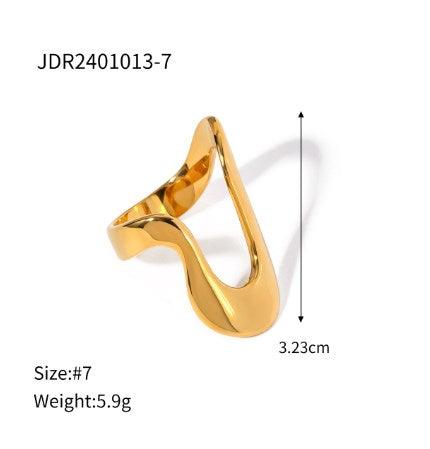 Wholesale 304 Stainless Steel 18K Gold Plated IG Style Simple Style Irregular Solid Color Titanium Steel Rings - coojewelry