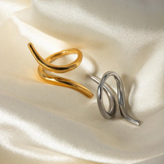 Wholesale 304 Stainless Steel 18K Gold Plated Simple Style Classic Style Plating Solid Color Rings - coojewelry
