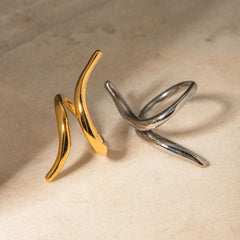 Wholesale 304 Stainless Steel 18K Gold Plated Simple Style Classic Style Plating Solid Color Rings - coojewelry