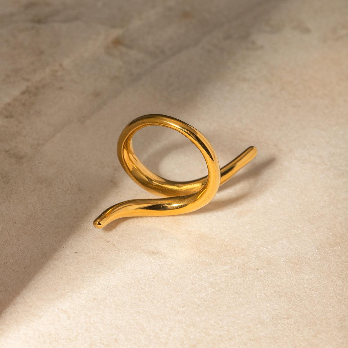 Wholesale 304 Stainless Steel 18K Gold Plated Simple Style Classic Style Plating Solid Color Rings - coojewelry