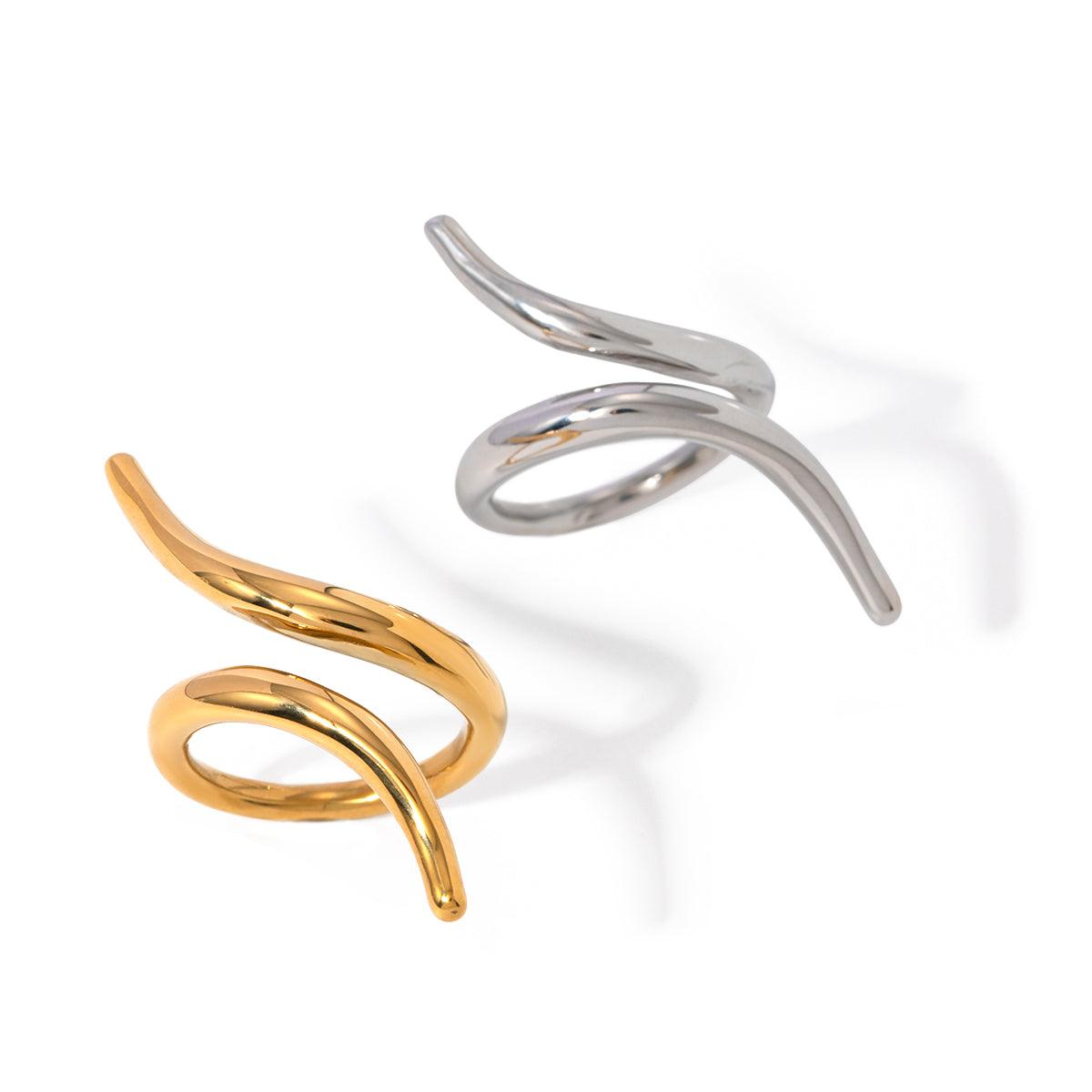 Wholesale 304 Stainless Steel 18K Gold Plated Simple Style Classic Style Plating Solid Color Rings - coojewelry