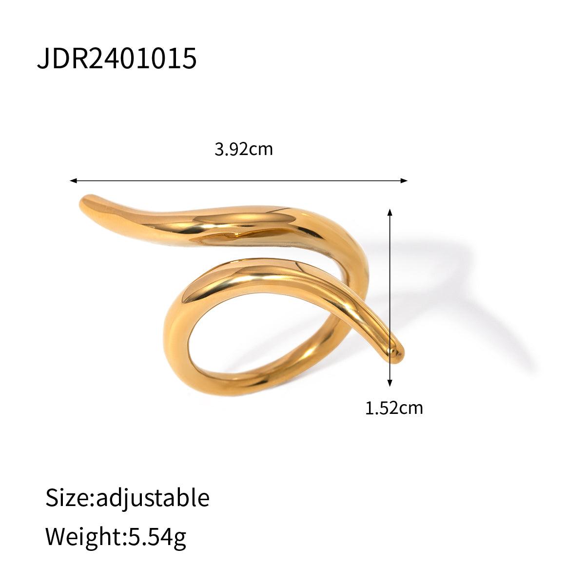 Wholesale 304 Stainless Steel 18K Gold Plated Simple Style Classic Style Plating Solid Color Rings - coojewelry