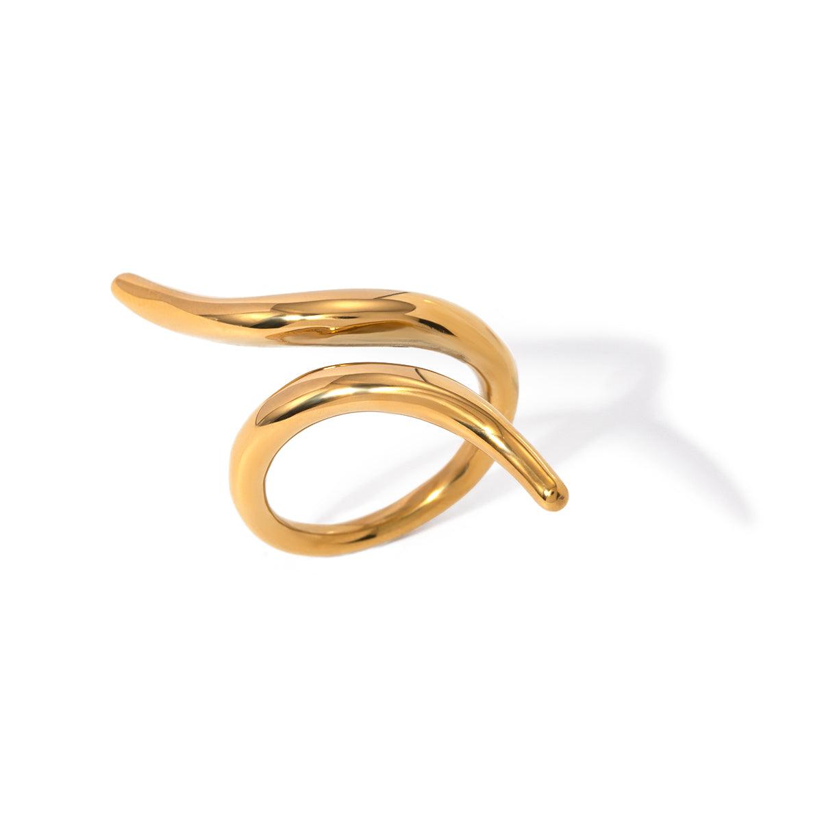 Wholesale 304 Stainless Steel 18K Gold Plated Simple Style Classic Style Plating Solid Color Rings - coojewelry