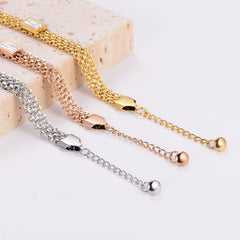 Wholesale 304 Stainless Steel Bracelet 18K and Rose Gold Plated Cute Shiny Rhinestone Inlay Solid Color - coojewelry
