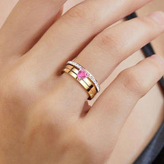Wholesale 304 Stainless Steel Gold Plated Elegant Simple Style Inlay Heart Shape Zircon Rings - coojewelry