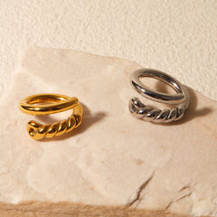 Wholesale 316 Stainless Steel 18K Gold Plated Simple Classic Style Plating Solid Color Rings - coojewelry