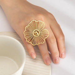 Wholesale 316 Stainless Steel Titanium Steel 18K Gold Plated Exaggerated Modern Style Cool Style Plating Geometric Rings - coojewelry