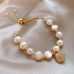 Wholesale Baroque Summer Shell Freshwater Pearl Bracelet Beach Decor Jewelry for Ladies - coojewelry