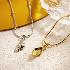 Wholesale Beach Simple Style Conch Stainless Steel Plating 18K Gold Plated Pendant Necklace - coojewelry