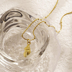 Wholesale Beach Simple Style Conch Stainless Steel Plating 18K Gold Plated Pendant Necklace - coojewelry