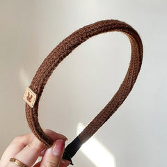 Wholesale Casual Basic Korean Style Rabbit Solid Color Fabric Knit Hair Band - coojewelry