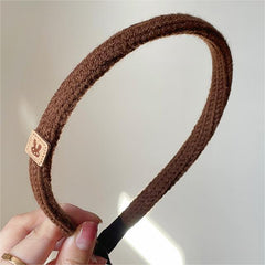 Wholesale Casual Basic Korean Style Rabbit Solid Color Fabric Knit Hair Band - coojewelry
