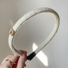 Wholesale Casual Basic Korean Style Rabbit Solid Color Fabric Knit Hair Band - coojewelry