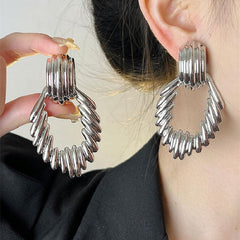 Wholesale Casual Exaggerated Geometric Plating Alloy Drop Earrings - coojewelry