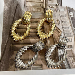 Wholesale Casual Exaggerated Geometric Plating Alloy Drop Earrings - coojewelry