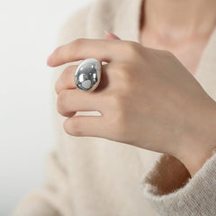 Wholesale Casual Retro Modern Titanium Steel Rings Solid Color with 18K Gold Plating - coojewelry
