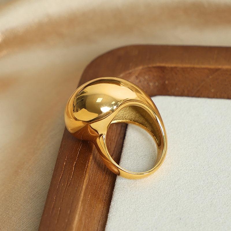 Wholesale Casual Retro Modern Titanium Steel Rings Solid Color with 18K Gold Plating - coojewelry