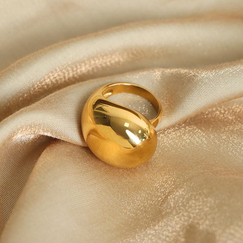 Wholesale Casual Retro Modern Titanium Steel Rings Solid Color with 18K Gold Plating - coojewelry