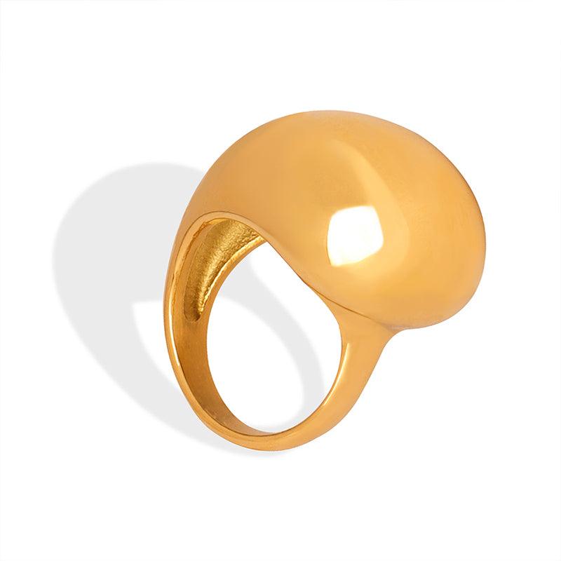 Wholesale Casual Retro Modern Titanium Steel Rings Solid Color with 18K Gold Plating - coojewelry