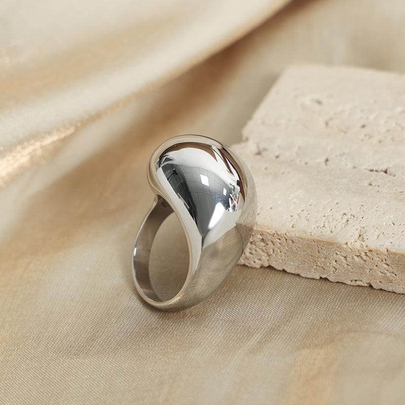 Wholesale Casual Retro Modern Titanium Steel Rings Solid Color with 18K Gold Plating - coojewelry