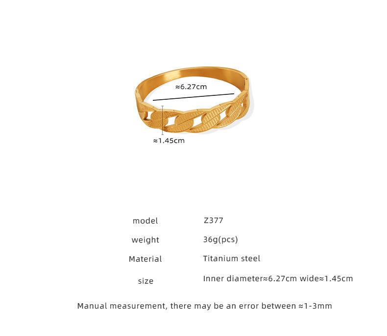 Wholesale Casual Simple Style Solid Color Titanium Steel Criss Cross Plating 18K Gold Plated Bangle - coojewelry