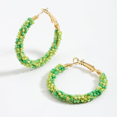 Wholesale Casual Vacation Color Block Handmade Braid Alloy Plastic Earrings - coojewelry