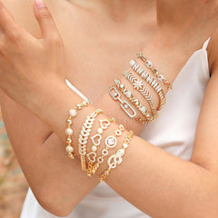 Wholesale Copper 18K Gold Plated Elegant Bracelet Shiny Flower Snake Zircon Inlay - coojewelry