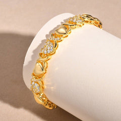 Wholesale Copper 18K Gold Plated Elegant Bracelet Shiny Flower Snake Zircon Inlay - coojewelry