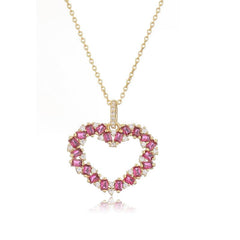 Wholesale Copper 18K Gold Plated Elegant Heart Shape Inlay Zircon Pendant Necklace - coojewelry