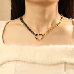 Wholesale Copper 18K Gold Plated IG Style Vintage Style Heart Shape Rectangle Zircon Pendant Necklace - coojewelry