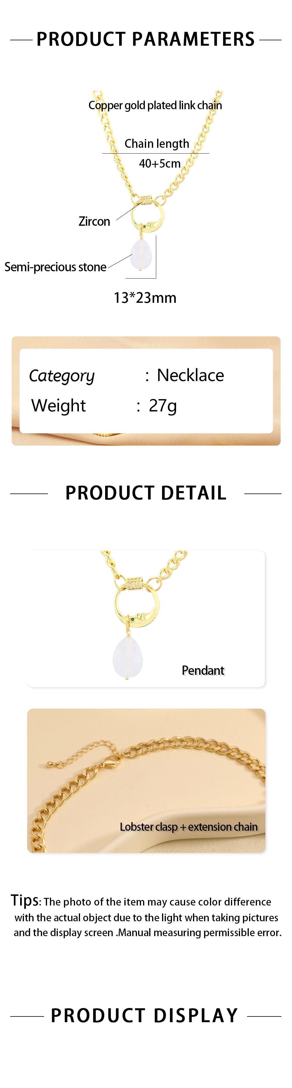 Wholesale Copper 18K Gold Plated IG Style Vintage Style Heart Shape Rectangle Zircon Pendant Necklace - coojewelry
