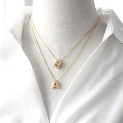 Wholesale Copper 18K Gold Plated Modern Style Simple Style Plating Inlay Letter Zircon Pendant Necklace - coojewelry
